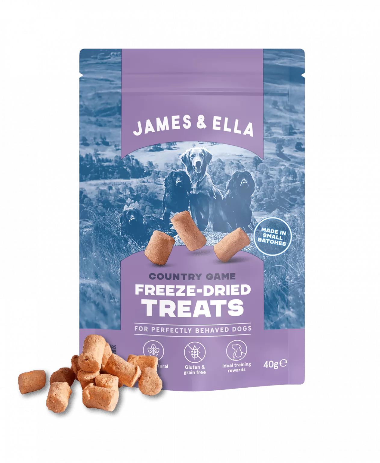 James & Ella Raw Freeze-Dried Dog Treats, Chicken, Beef, Game, 3 x 40g